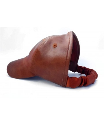 Baseball Caps Natural Hair Backless Cap - Satin Lined Baseball Hat for Women - Brown Leather - CX198Q9YY3N $30.42