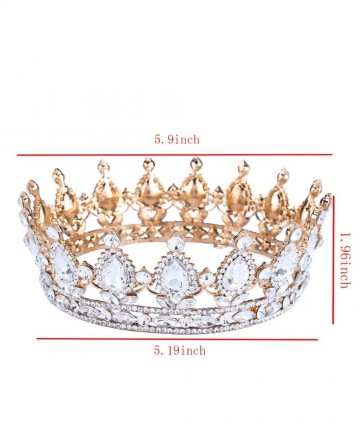 Headbands Vintage Wedding Crystal Rhinestone Crown Bridal Queen King Tiara Crowns-Champagne - Champagne - CA18WSE56U5 $74.48