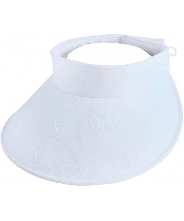 Visors Women's Cotton Roll Up Wide Brim Sun Visor Hat - White - C8122LB9X6T $13.80