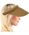 Sun Hats UPF UV Sun Protect Wide Braid Brim Clip Visor Open Back Beach Golf Cap Hat - Toast - CM183KOQ43N $16.79