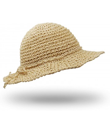 Sun Hats Straw Hat- Handmade Beach Wide Brim Cap Foldable Outdoor Sun Hat Beach Headwear for Adult Children Man Women - CQ194...