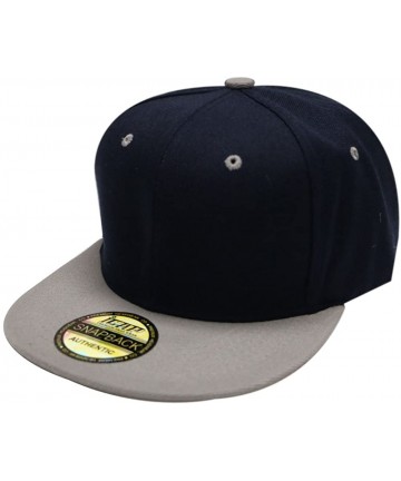 Baseball Caps Plain Blank Snapback Caps - Navy/Light Gray - C512EFBWHGL $12.12