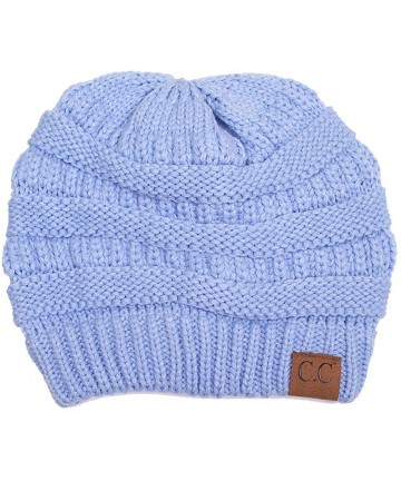 Skullies & Beanies Trendy Warm Chunky Soft Stretch Cable Knit Beanie Skull Cap Hat - Pale Blue - C1185R440DD $16.15
