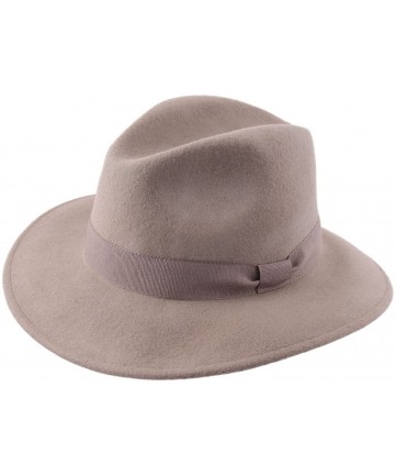 Fedoras Traveller Cavalier Wool Felt Fedora Hat - Beige - CX187IST96W $72.73