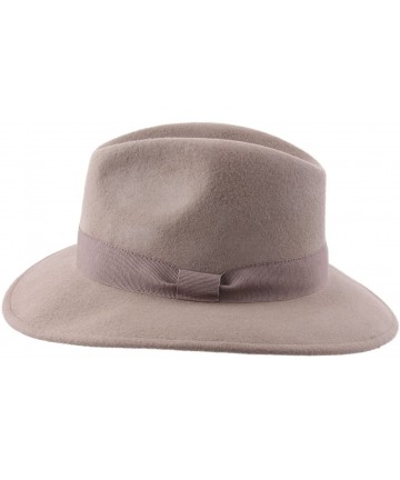Fedoras Traveller Cavalier Wool Felt Fedora Hat - Beige - CX187IST96W $50.81