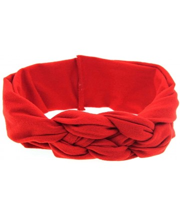 Headbands Elastic Flower Printed Turban Head Wrap Headband Twisted Hair Band - Rd - CN18UKNAC3Y $18.91