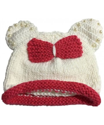 Skullies & Beanies Cute cat ears with bow tie beanie hat winter handmade knitted cap - CS187Y3MATM $18.34
