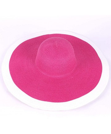 Sun Hats Noble Straw Wide Brim Hat Floppy Beach Sunhat with White Brim - Rose With White - CE1906MQDW6 $33.03