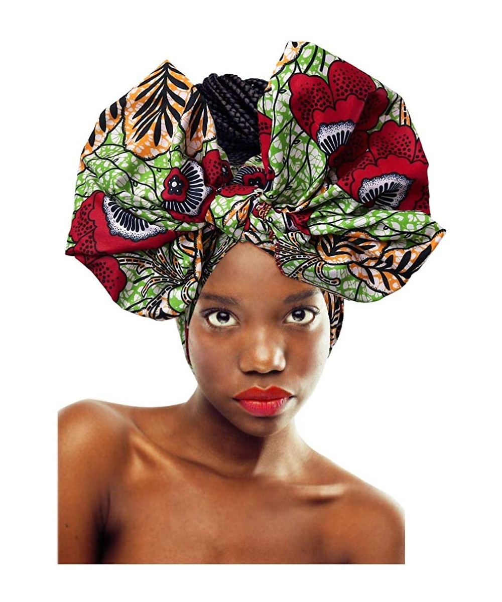 Headbands Stretch Turbans Head-Wrap for Women African Printed Long Hair Scarf Headband - Floral a - C8197HTHA6R $19.81