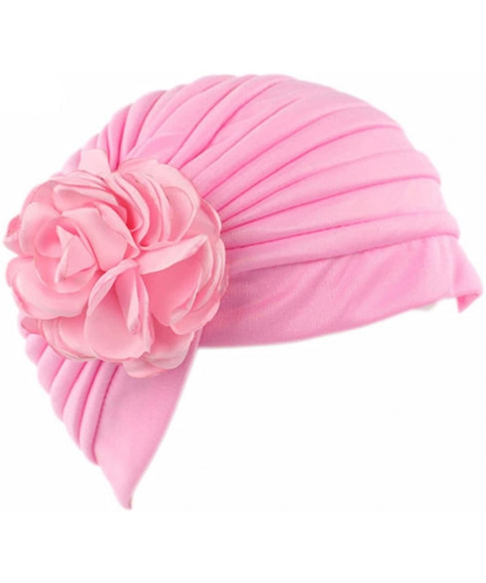 Skullies & Beanies Women Muslim Indian Chemo Hat Stretch Flower Turban Cap Hair Loss Scarf Headwear - Pink - CJ187W8OQ06 $10.49