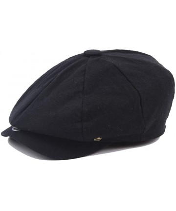 Newsboy Caps Linen Newsboy-Hats for Men Gatsby-Cabbie Cap Painter-Driving Hat - Black - CD18NLOXCQR $17.73