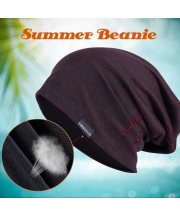 Skullies & Beanies Summer Slouchy Thin Beanie Hats Chic Skull Cap for Men B402 - Claret - CH18XGGYG9O $19.38