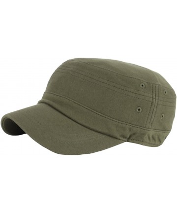 Baseball Caps A155 New Cotton Pre-Curved Simple Hole Design Club Army Cap Cadet Military Hat - Green - CQ12O312RMF $31.89