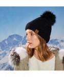 Skullies & Beanies Women Winter Pom Pom Beanie Hats Warm Fleece Lined-Chunky Trendy Cute Chenille Knit Twist Cap - 2-black-c ...
