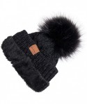 Skullies & Beanies Women Winter Pom Pom Beanie Hats Warm Fleece Lined-Chunky Trendy Cute Chenille Knit Twist Cap - 2-black-c ...