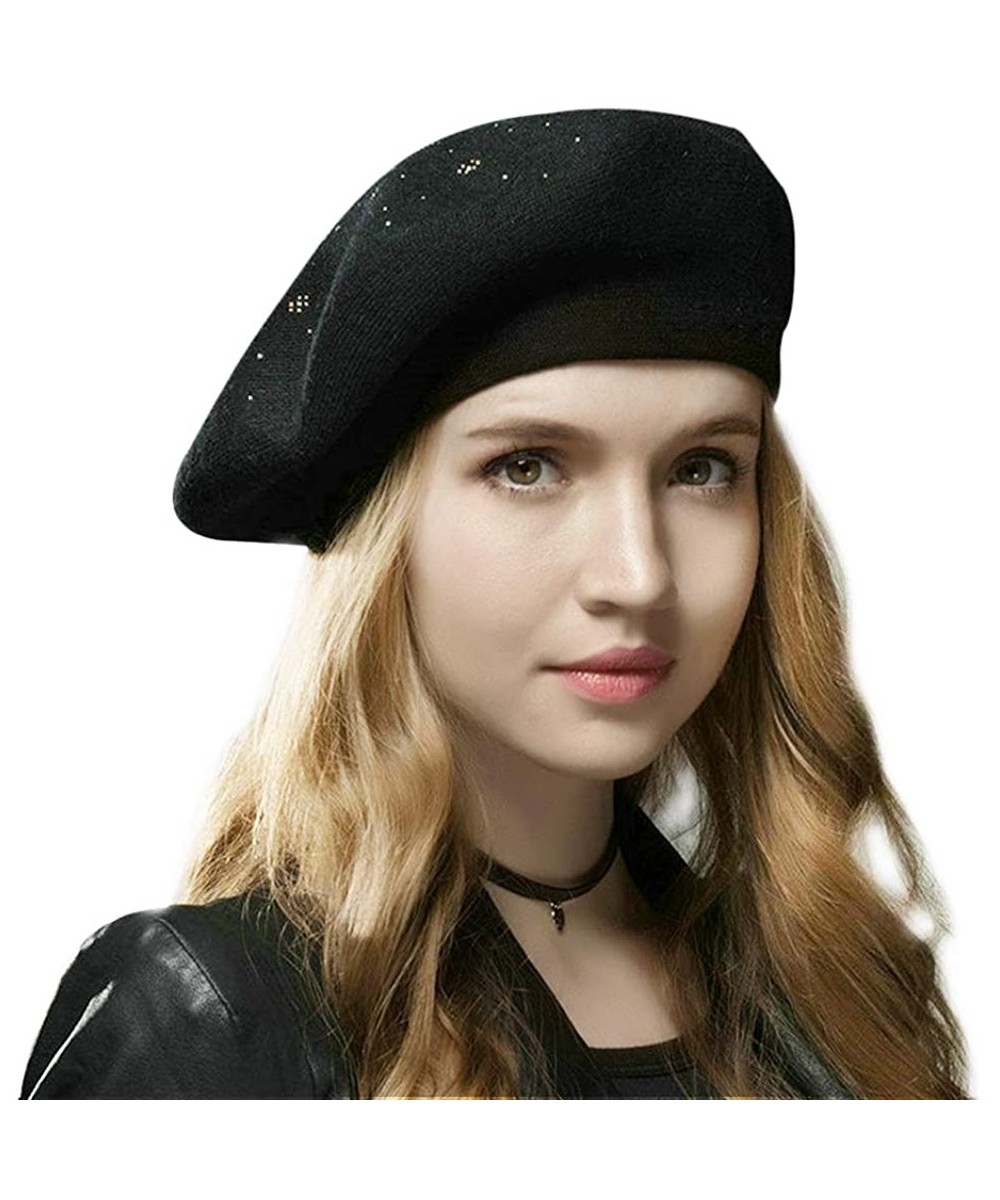Berets Merino Wool Berets for Women Girls- Classic Plain French Style Artist Hat Gift - Black - 38.6% Merino Wool - C118Y0RKX...