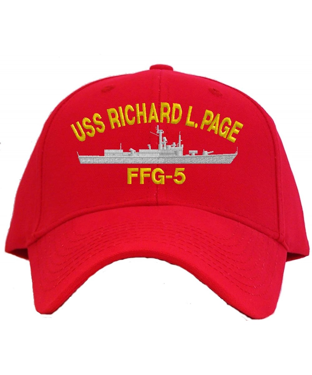 Baseball Caps USS Richard L. Page FFG-5 Embroidered Pro Sport Baseball Cap - Red - CR185UYLHXO $22.77