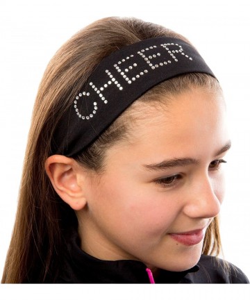 Headbands Cheer Rhinestone Cotton Stretch Headband - Black - C8115LJDNBP $13.95