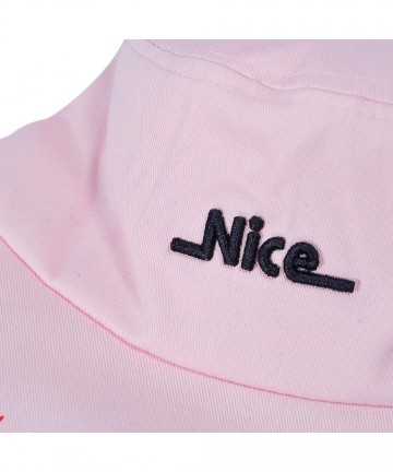 Bucket Hats Unisex Fashion Unique Word Embroidered Bucket Hat Summer Fisherman Cap for Men Women Teens - Nice Pink - C5196H99...