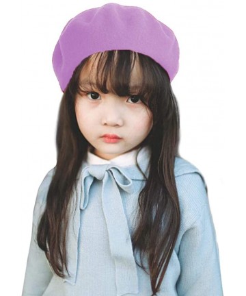Berets French Wool Berets Hat Classic Fashion Warm Beanie Cap for Girls - Violet - C612N6C10IA $13.42