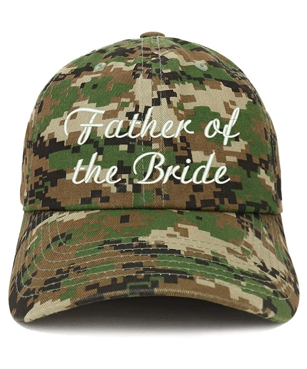 Baseball Caps Father of The Bride Embroidered Wedding Party Brushed Cotton Cap - Digital Green Camo - C718STEH25D $22.36