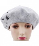 Berets Embroidered Beanie Cap Winter Warmer Berets Englandstyle Newsboy Cap for Women Girls-Gray - Gray - CY18L350AYT $15.24