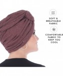 Skullies & Beanies Turban Headwraps for Women Featuring a Pretied Front Knot & Soft Sparkle Finish for Cancer - Burgundy - CC...