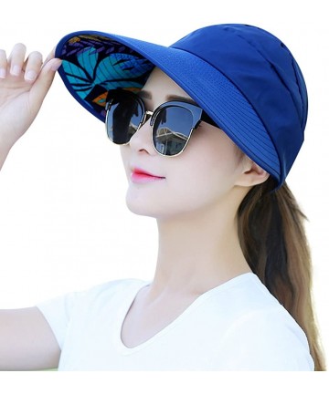 Sun Hats Sun Hats for Women Wide Brim UV Protection Summer Beach Visor - Blue - C618EWOD22L $18.20