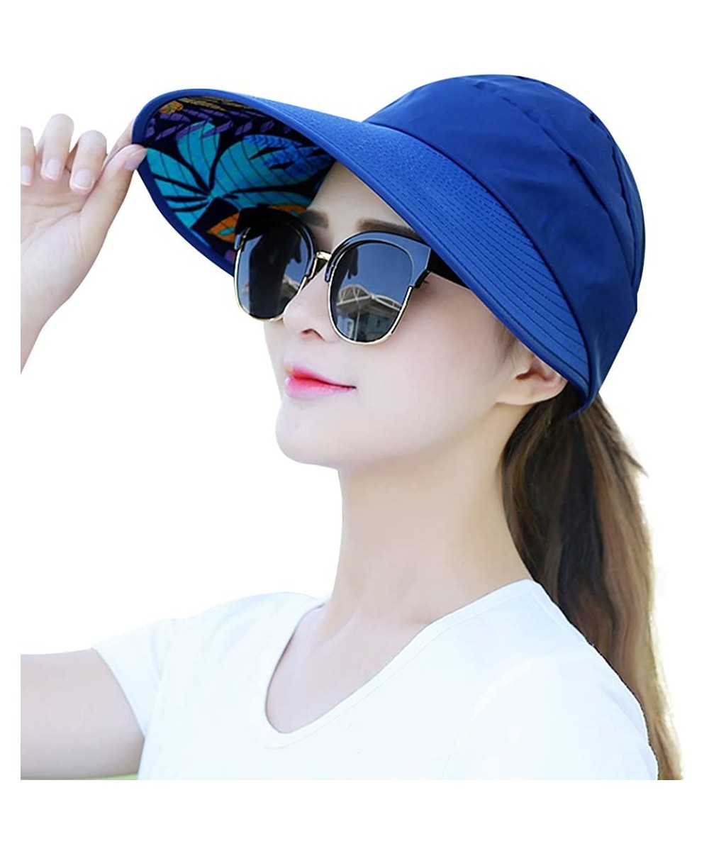 Sun Hats Sun Hats for Women Wide Brim UV Protection Summer Beach Visor - Blue - C618EWOD22L $18.20