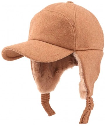 Baseball Caps Men Women Fashion Woolen Baseball Hat with Visor and Ear Flaps Winter Warm Cap - Khaki - C418NE6IUU8 $33.02