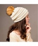 Skullies & Beanies Womens Girls Winter Knit Slouchy Beanie Hat Warm Skull Ski Cap Faux Fur Pom Pom Hats for Women - CS19394M7...
