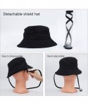 Sun Hats Womens UPF50+ Linen/Cotton Summer Sunhat Bucket Packable Hats w/Chin Cord - Black - C81987XKWIU $17.11