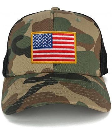 Baseball Caps US American Flag Embroidered Iron on Patch Adjustable Camo Trucker Cap - WWB - Yellow Patch - CD12N73LIKN $30.02