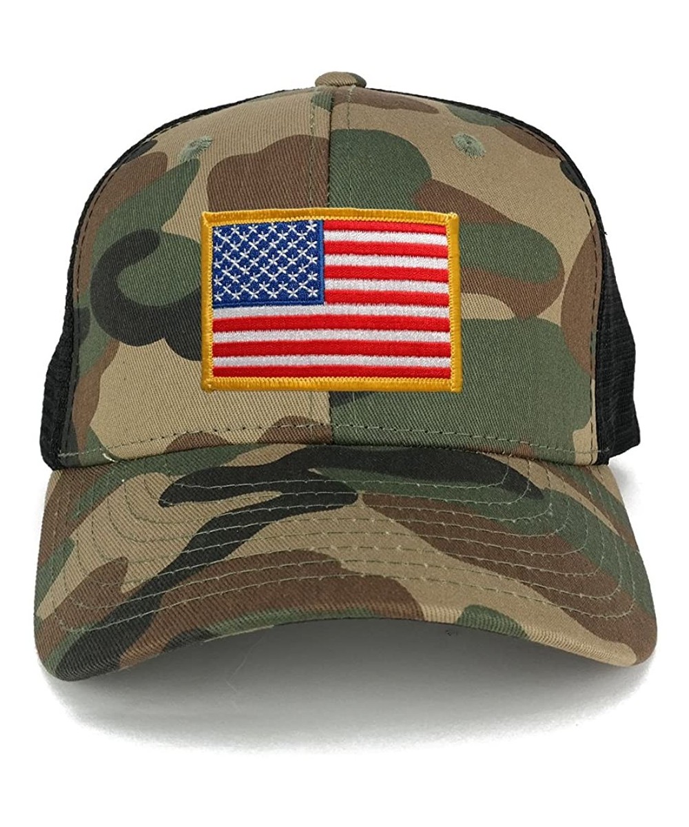 Baseball Caps US American Flag Embroidered Iron on Patch Adjustable Camo Trucker Cap - WWB - Yellow Patch - CD12N73LIKN $22.61