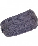 Cold Weather Headbands Solid Color Cable & Garter Stitch Knit Headband (One Size) - Gray - CV125W15BNJ $14.61