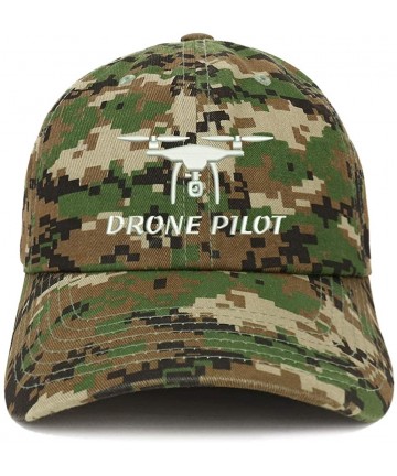 Baseball Caps Drone Pilot Embroidered Soft Crown 100% Brushed Cotton Cap - Digital Green Camo - CK18RYW5X5D $22.55