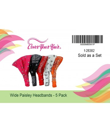 Headbands Bandana Headband-Paisley Bandana Headband Wrap- 5 PC Wide Headbands-Christmas Gifts - C411KDJE2XL $18.53