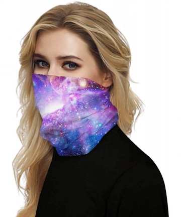 Balaclavas Women's 3D Galaxy Print Multifunctional Headwear Face Mask Headband Neck Gaiter Face Scarf - Galaxy White Pink - C...