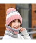 Skullies & Beanies Fleece Lined Women Knit Beanie Scarf Set for Girl Winter Ski Hat with Pompom - C1-pink - C718AY958YM $22.61