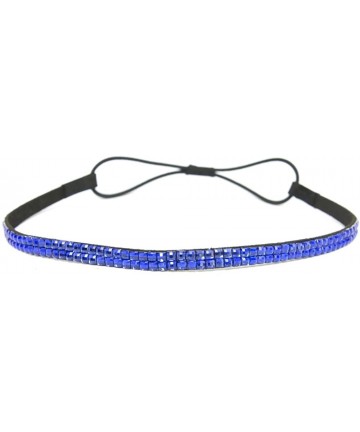 Headbands Two Row Rhinestone Elastic Stretch Headband Accessory - Blue - C911D0HMZRD $12.49