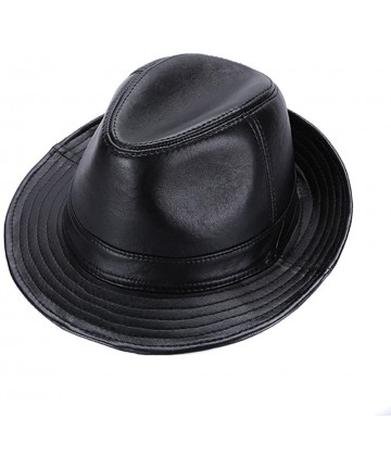 Fedoras Sheepskin Leather hat Classic Cowboy Fedora Hat - C418C4UIETA $33.99