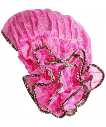 Skullies & Beanies Women Flower Muslim Ruffle Cancer Chemo Hat Beanie Turban Head Wrap Cap - Hot Pinka - C81804LW6MC $13.62