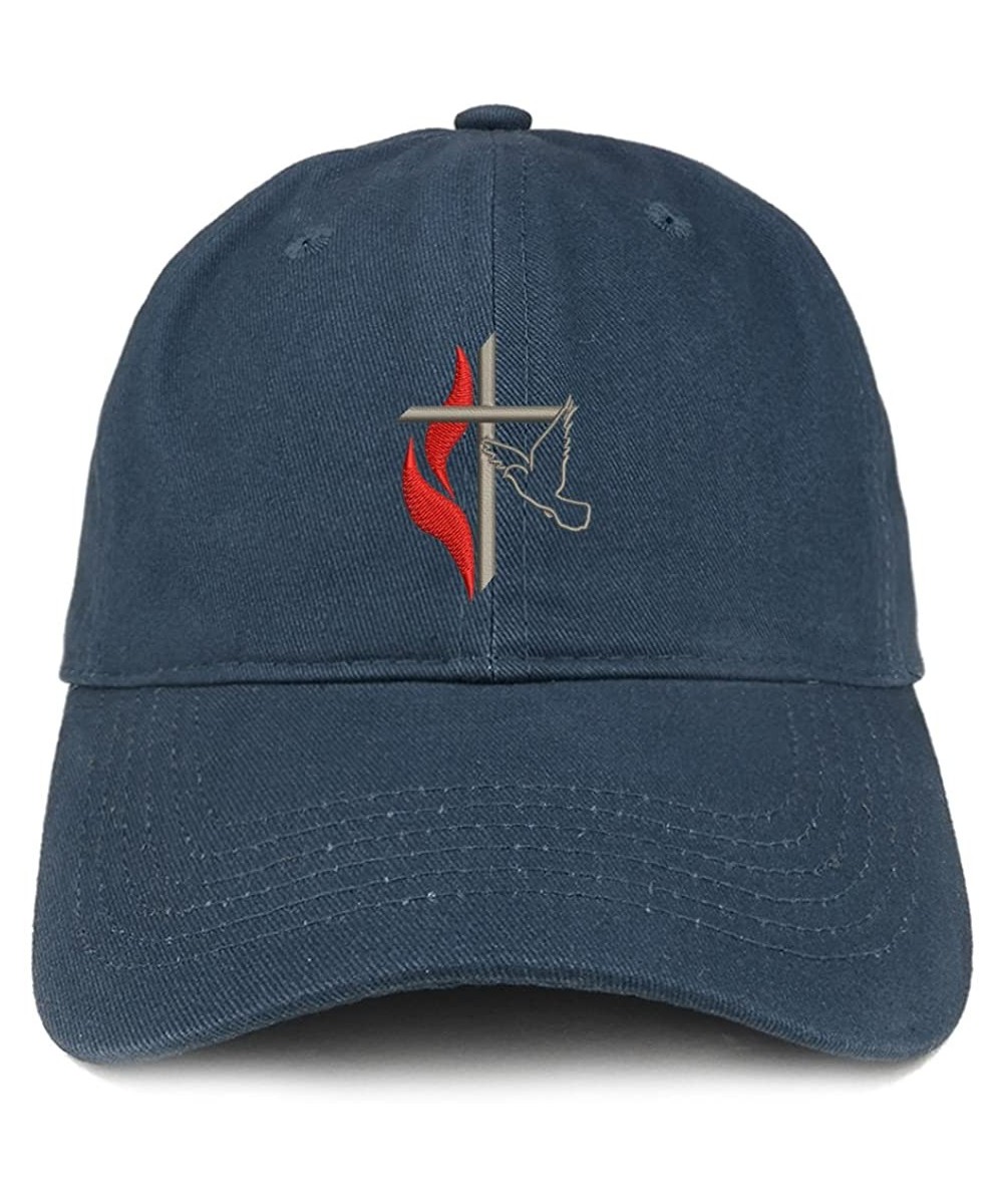 Baseball Caps Methodist Cross and Dove Embroidered Brushed Cotton Dad Hat Ball Cap - Navy - C2180D8M32R $22.66