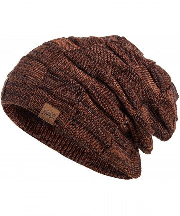 Skullies & Beanies Beanie Hat for Men and Women Winter Warm Hats Knit Slouchy Thick Skull Cap - 1 Dark Brown - CQ18IH3K55E $1...