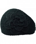 Cold Weather Headbands Knit Handmade Headband With Flower - Black - CK115VR74KD $19.55