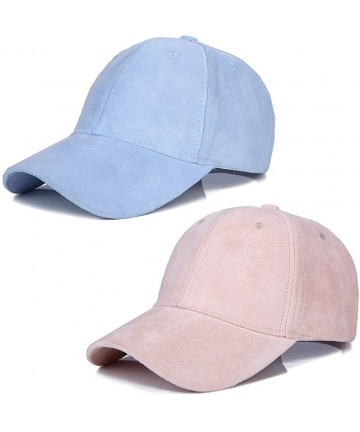 Baseball Caps Hats 2 Pack Men Women Matching Hat Baseball Cap Faux Suede Multicolor - Light Blue and Pink - CB18O52R4C6 $34.97