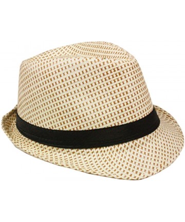 Fedoras Silver Fever Patterned and Banded Fedora Hat - Beige W Black - CC184Y75843 $37.36