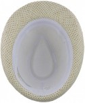 Fedoras Silver Fever Patterned and Banded Fedora Hat - Beige W Black - CC184Y75843 $24.48