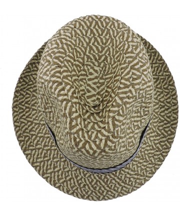 Fedoras Silver Fever Patterned and Banded Fedora Hat - Beige W Black - CC184Y75843 $24.48