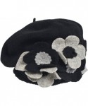 Berets Womens Beret 100% Wool French Beret Beanie Winter Hats Hy022 - Hy023-black - CY18HO2MZNG $33.33